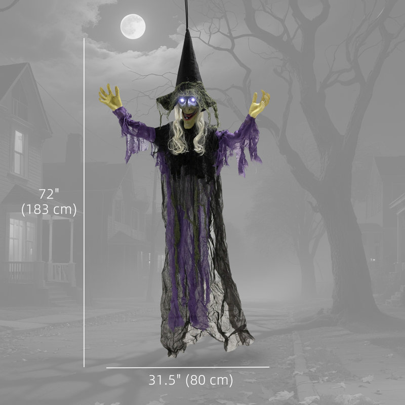 Sorcière suspendue animée d'Halloween de 6 pi, décorations d'Halloween effrayantes