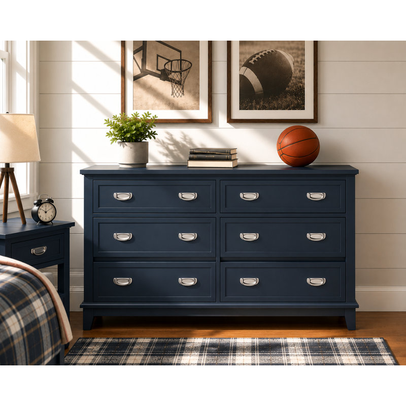 Beckett 54.5" Modern 6-Drawer Dresser, Blue