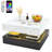 Square LED Coffee Table for Living Room, 2-Tier Centre Table with Plug-in LED Light