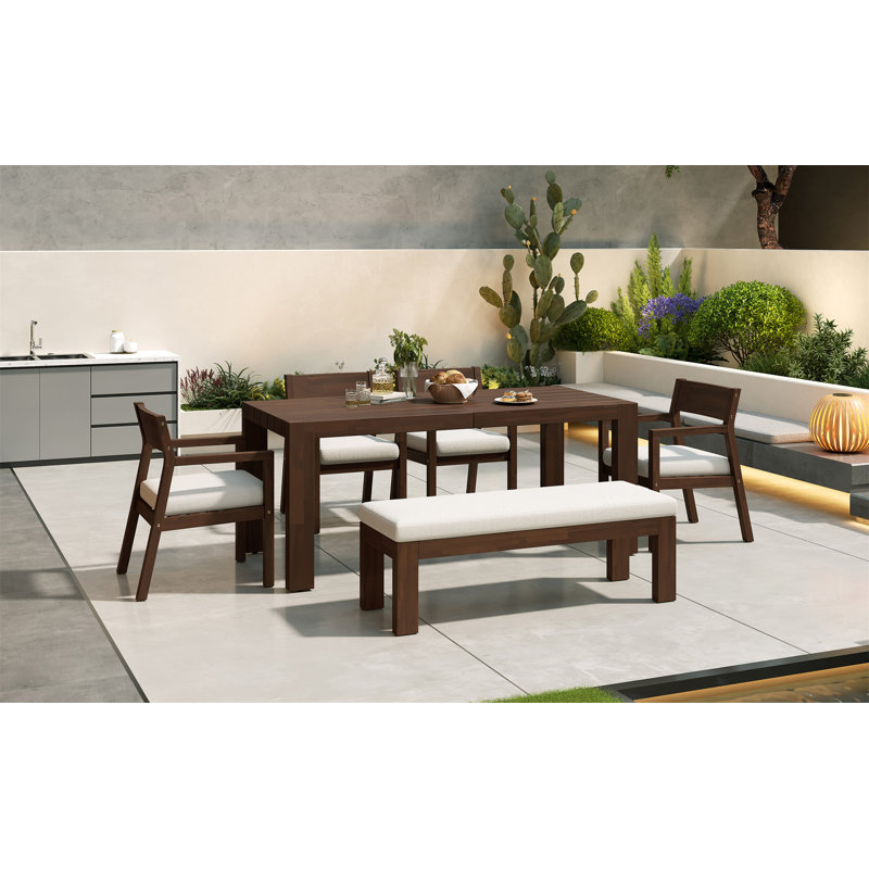 Ensemble de table de salle à manger pour 6 personnes, Mocha
