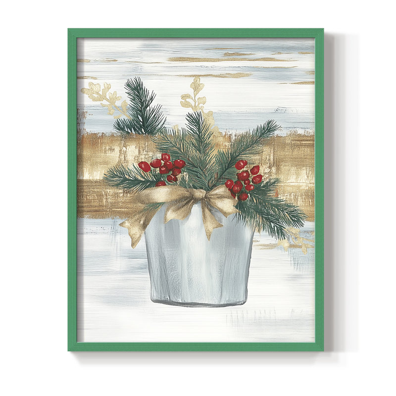 «Christmas Holiday Art», reproduction encadrée CLxx - bois massif, Vert, 11" H x 9" W
