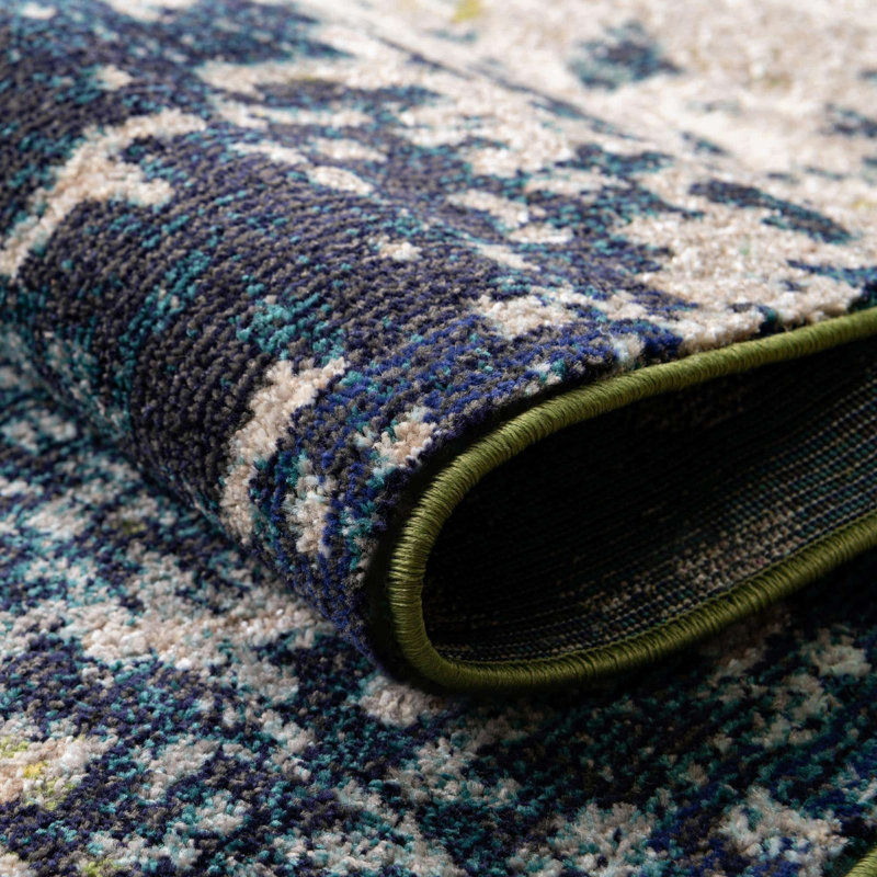 Tapis contemporain Estelle couleur forêt, Rond 4 pi