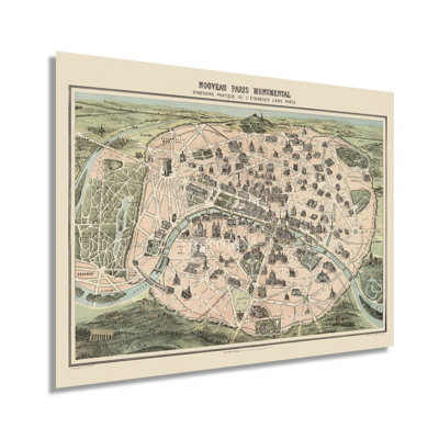 " 1878 Vintage Paris Map Art "