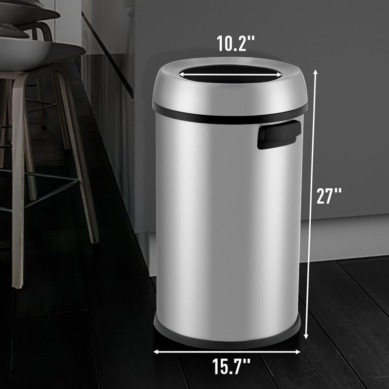 Stainless Steel Open Kitchen Trash Can - 65L