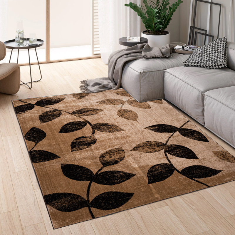 Abstract Area Rug, Brown, Rectangle 120 x 170 cm