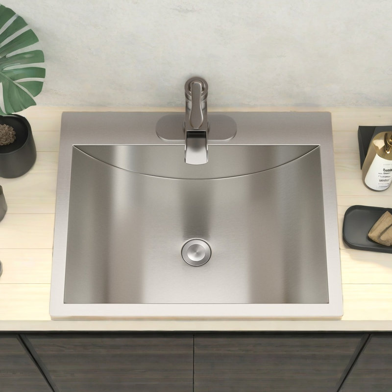 Lavabo vasque de salle de bain en acier inoxydable 21 po x 17 po - Hygiène 21 po x 17 po avec drain escamotable