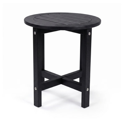 Black HDPE Outdoor Side Table, 15.94 in. Square Compact Patio End Table