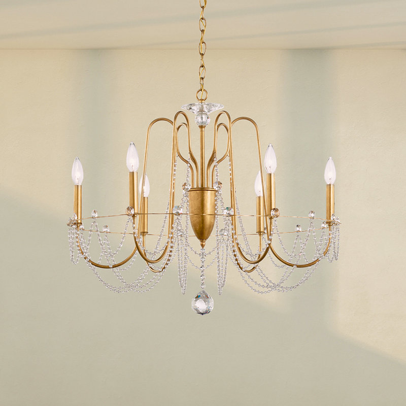 Esmery 6 - Light Chandelier, Clear Heritage Crystal, Heirloom Gold