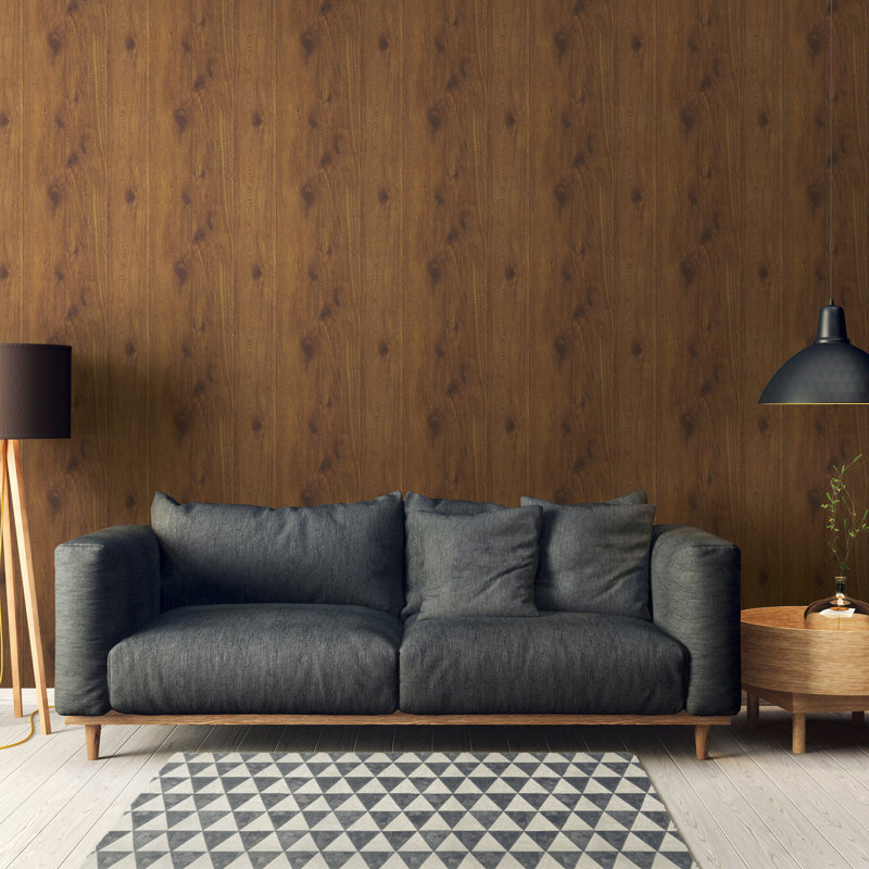 Woods and Wicker Collection Knotted Forest Wood Effect Wallpaper Roll, Brown