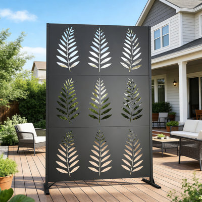 Tucson 50''W Mordern Shades Single Panel Outdoor Patio Metal Privacy Frence Freestanding With Stakes