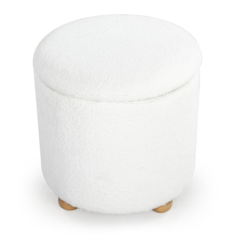 Shayli Upholstered Ottoman, Ivory Boucle