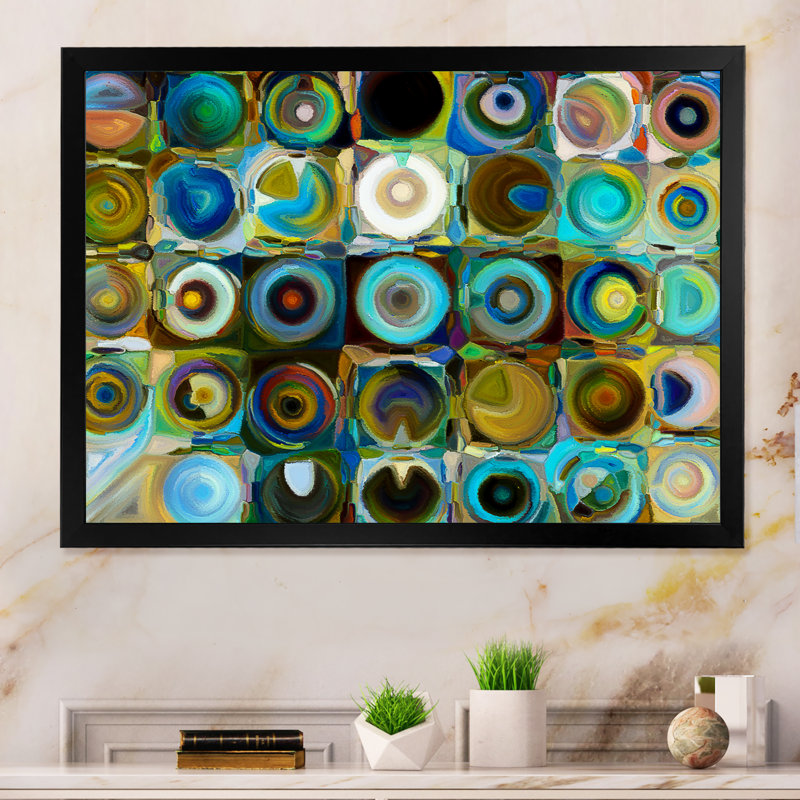 Colourful Green And Turquoise Element - Modern & Contemporary Canvas Art Print, Black Framed, 8" H x 12" W x 1" D