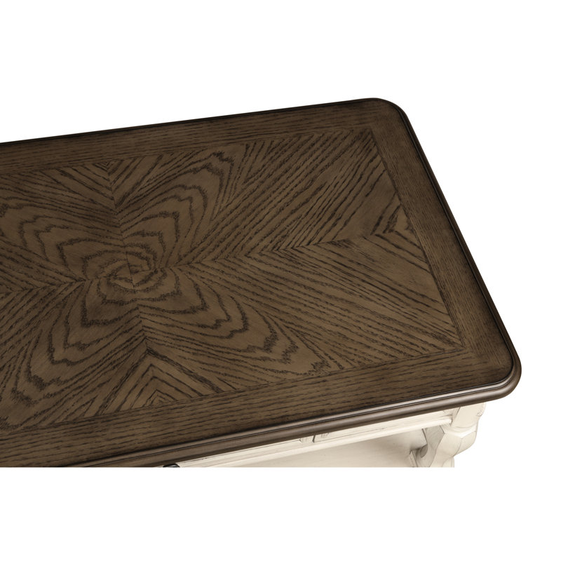 Table de bout de bureau antique blanche et brune avec tiroir de rangement, Exploration de conception classique, colonne vertébrale de construction, 24,52 po de hauteur, bois massif + idée de bout de meuble télé, caractéristique, H,