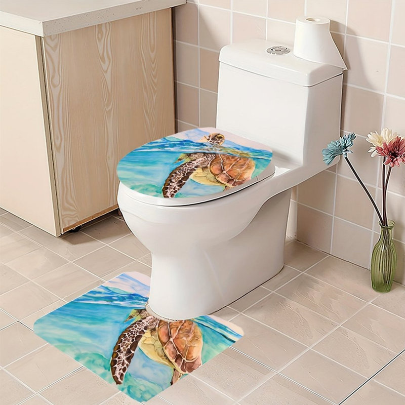 Tapis de bain à motif de tortue rétro, Blue Sea Turtle 6