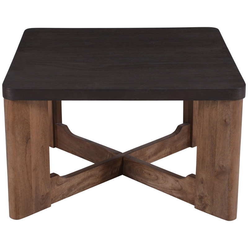 Table basse Mid-Century moderne en bois massif et placage de manguier - Moka et noyer