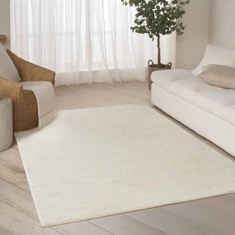 Tapis d'intérieur moderne ivoire 5 pi 3 po x 7 pi 3 po DKNY, Rectangle 5 pi 3 po x 7 pi 3 po, Ivoire ivoire