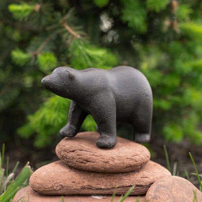 Foreside Home & Garden Standing Bear Figure Black Cast Iron