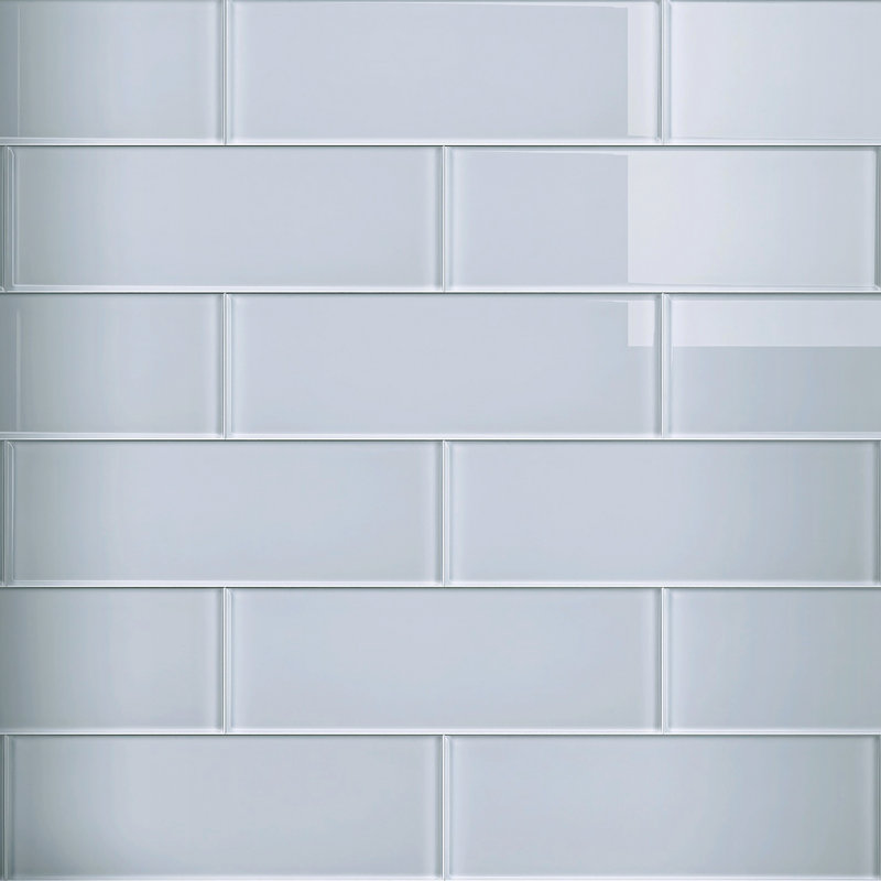 Crystile 4" x 12" Glass Mosaic Subway Tile, White
