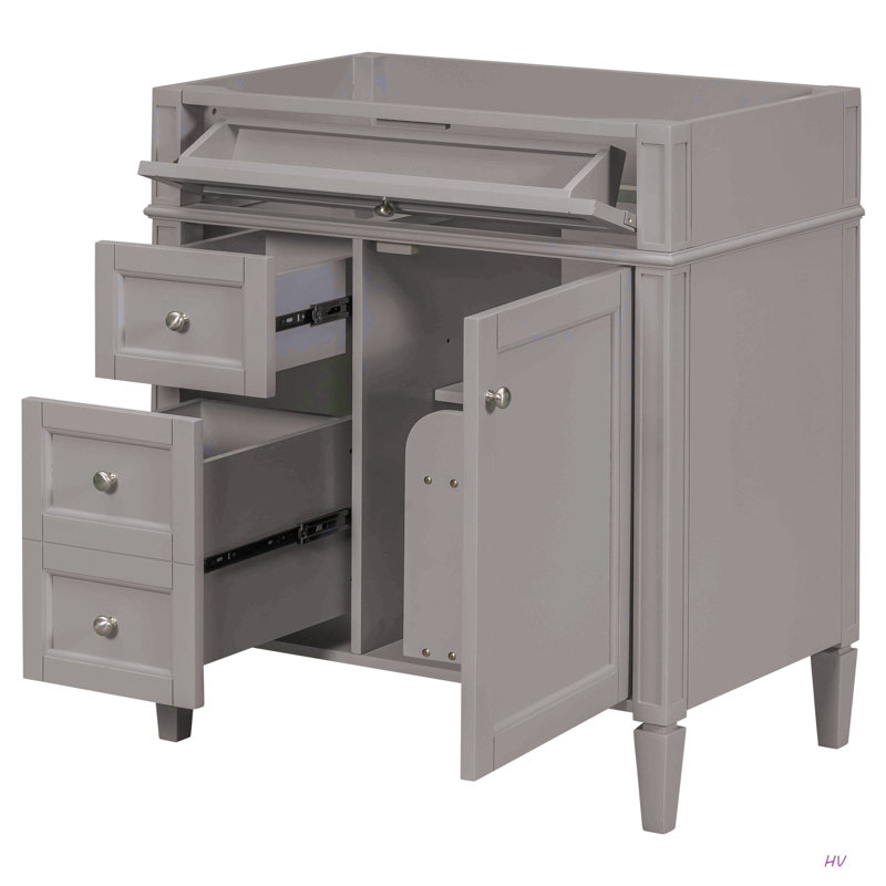 Meuble-lavabo de salle de bain de 30 po sans lavabo supérieur, armoire de rangement moderne avec 2 tiroirs et un tiroir rabattable (BASSIN INCLUS)
