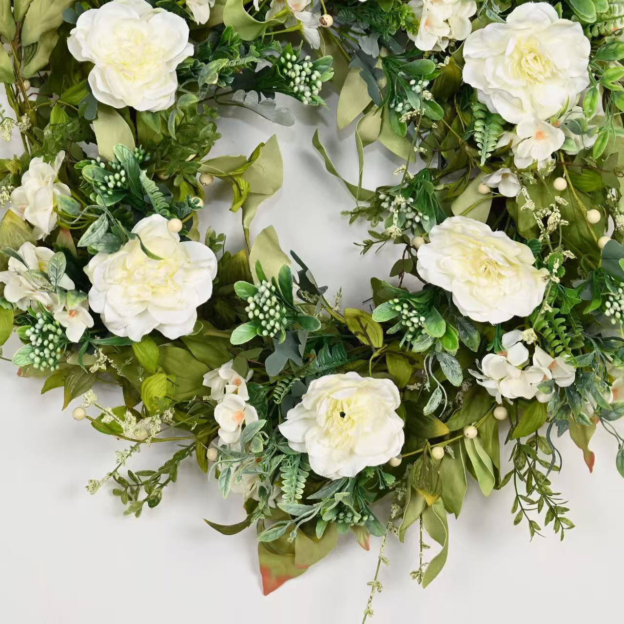 24" Handcrafted Peony No Holiday Wreath