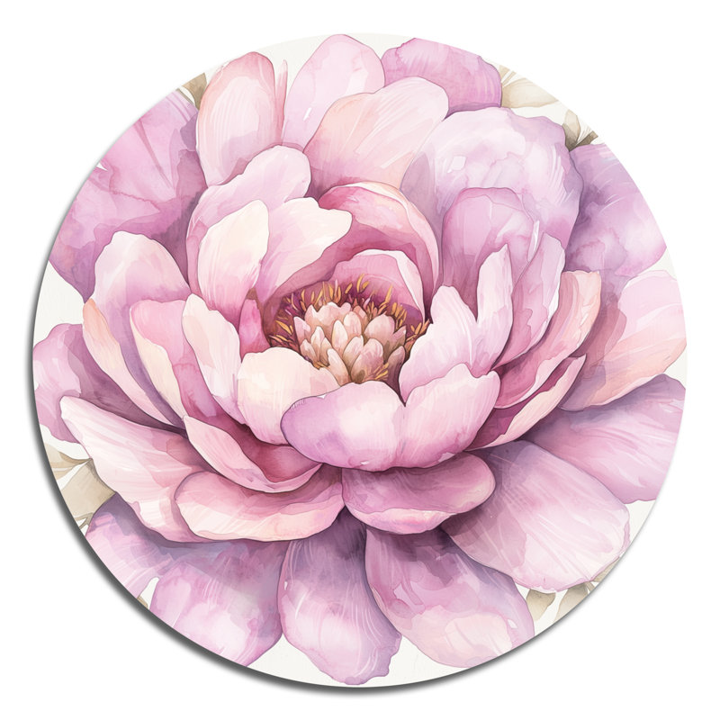 Élégance rétro de pivoines roses II - pivoines rondes, art mural en métal, H 16 po x l 16 po