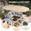 Ensemble de salle à manger rectangulaire pour 6 personnes avec parasol et chaises empilables Textilene-621839896