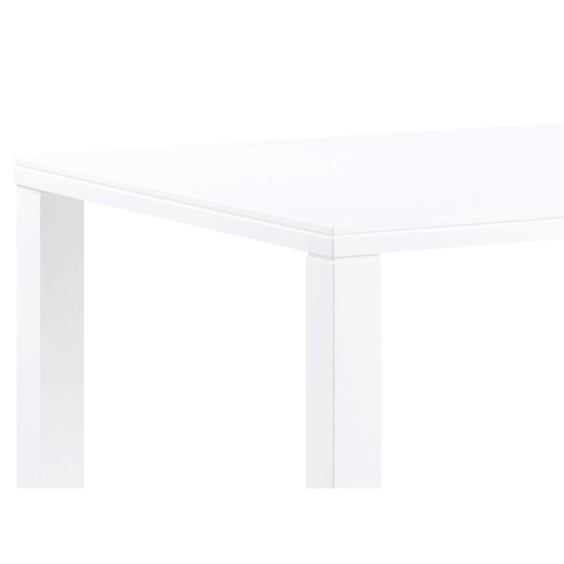 Table de salle à manger blanche au fini brillant avec plateau fixe, plateau de table épais de 40 mm, bois synthétique, support de poids de 220 lb, table ultrabrillante 67 po x 35 po x 30 po, fixe, sans rangement, sans charge