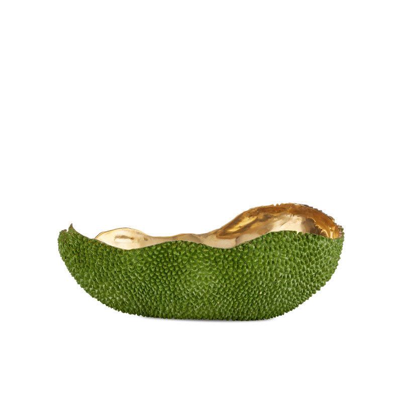Bol ovale bleu jacquier, Vert/doré