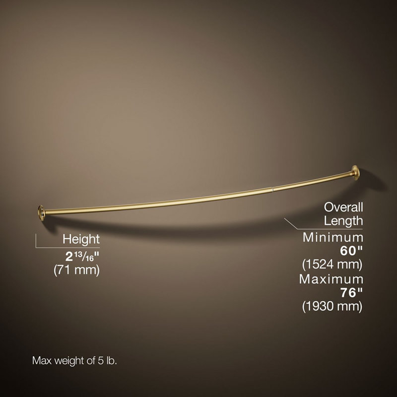 Expanse Curved Shower Rod - Transitional Design, Brass