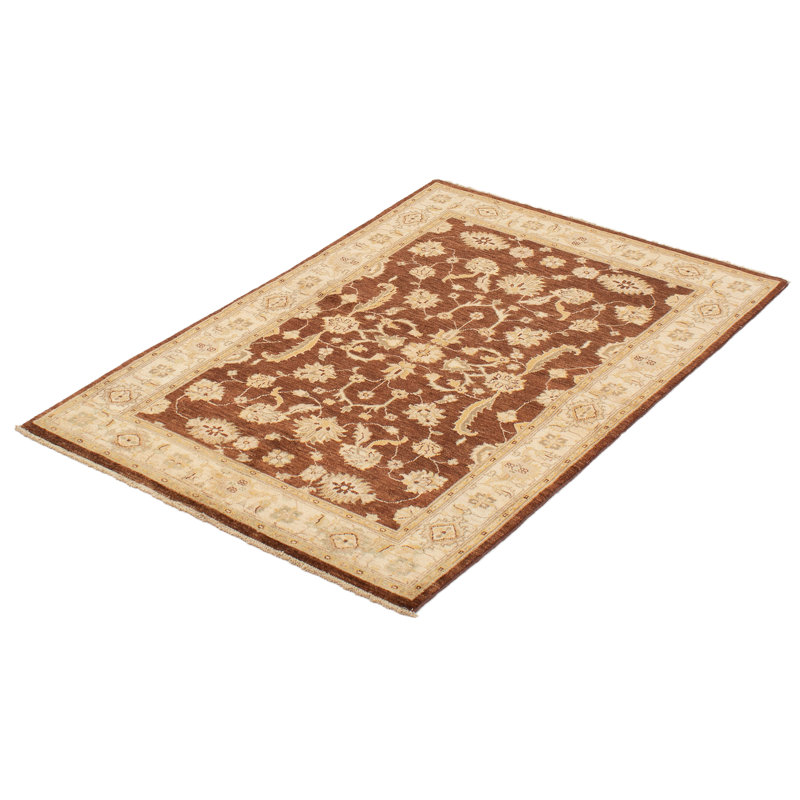 Tapis de bois one-of-kind-noué la 2010 ushak rouge/beige 4 pi x 6 pi Hany