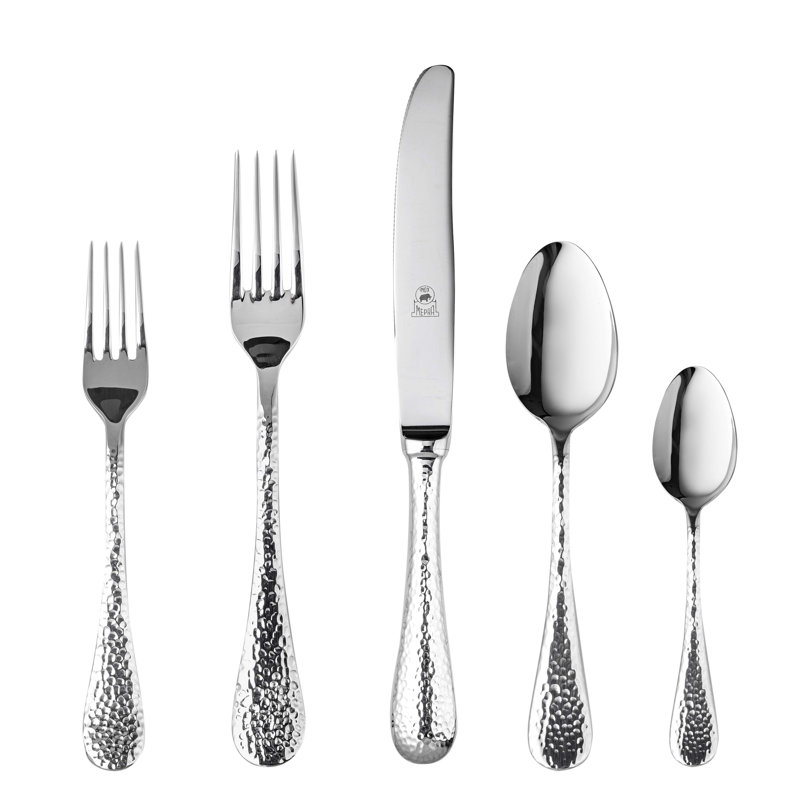 Ensemble de couverts Epoque avec couteaux H / H - 5 pièces - Acier inoxydable, Argent argent