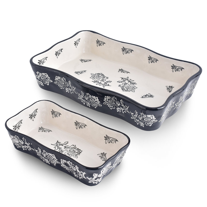 Wisenvoy Rectangle Stoneware Baker Bakeware, Black
