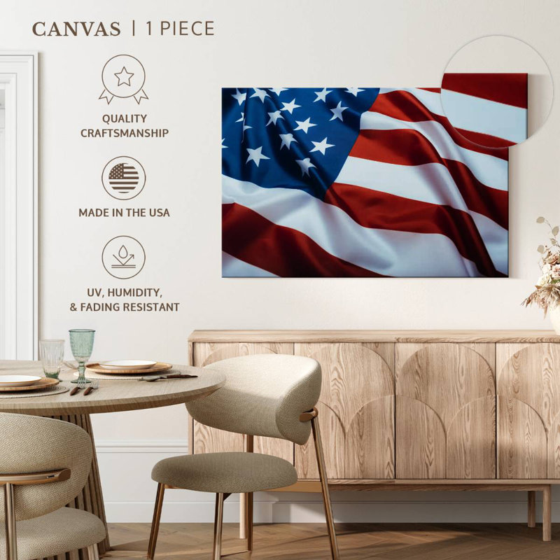 Borges Ruffled American Flag, 34" H x 51" W