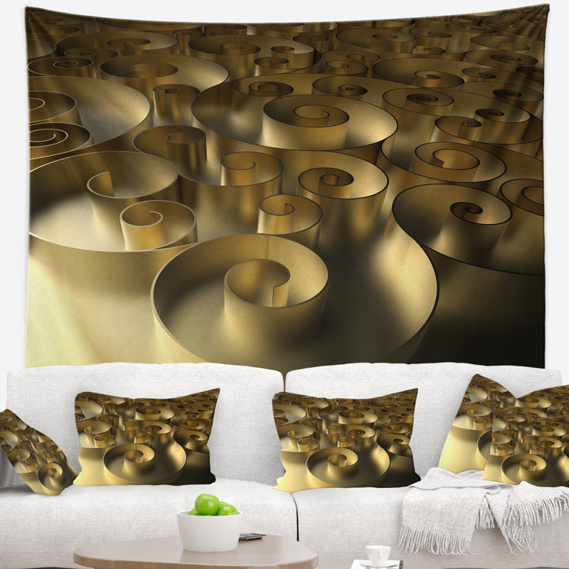 Tapisserie dorée à motif abstrait 3D, H 32 po x l 39 po
