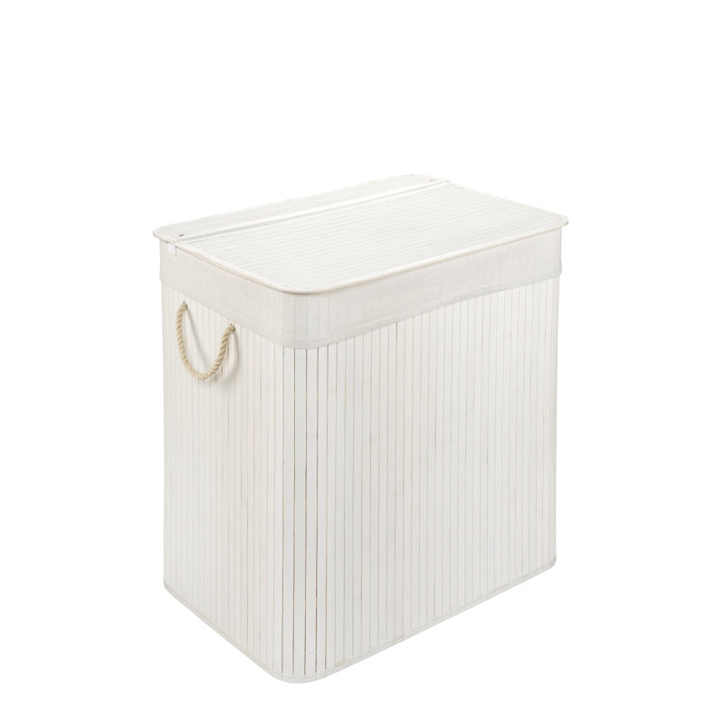 Bamboo Laundry Hamper with Handles, Small (60cm H x 40cm W x30cm D), Wash Grey