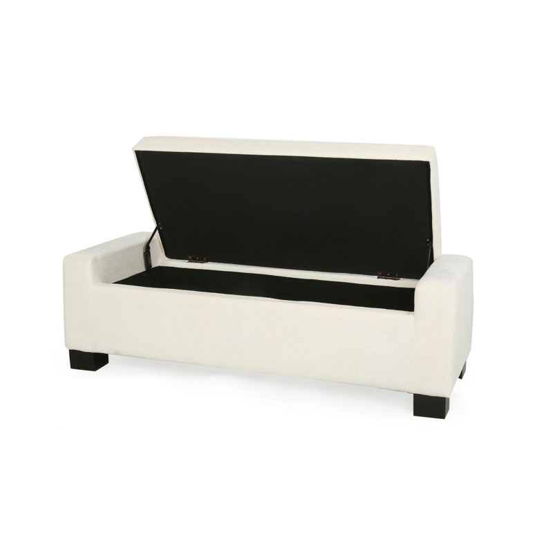 Banc repose-pieds, repose-pieds rectangulaire avec rangement caché, Blanc