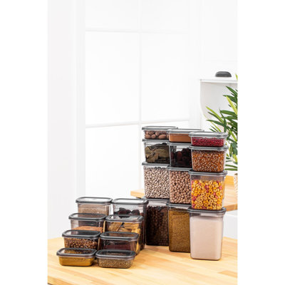 Ensemble de boîte de rangement, sans BPA | 5 boîtes (5,5 x 3,9 x 2,0 po, 13,5 oz liq.), 5 boîtes (5,5 x 3,9 x 3,9 po, 27 oz liq.), 5 boîtes (5,5 x 5,5 x 3,9 po, 39 oz liq), 5 boîtes (4,1 x 4,1 x 3,5 po, 50 oz liq.) | Va au lave-vaisselle, parfait pou