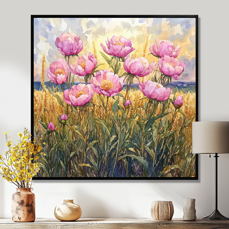 Kovacs - Floral Wall Art, Floater Framed Print, Black, 16" H x 16" W