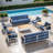 Coan 10 Person Outdoor Patio Modern Metal Party Conversation Set With 4 Swivel Chairs-447568334