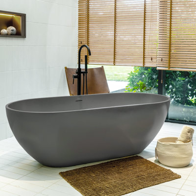 59'' x 29.5'' Freestanding Soaking Solid Surface Bathtub
