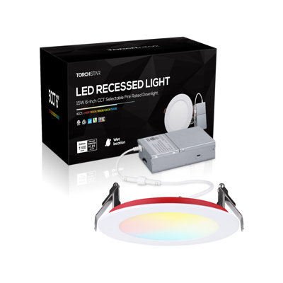 Luminaire encastré à DEL de 4 po 5 CCT, résistant au feu pendant 2 heures, avec boîte de jonction, homologué UL263 IC, ETL ES T24, à intensité variable et ultra-mince.
