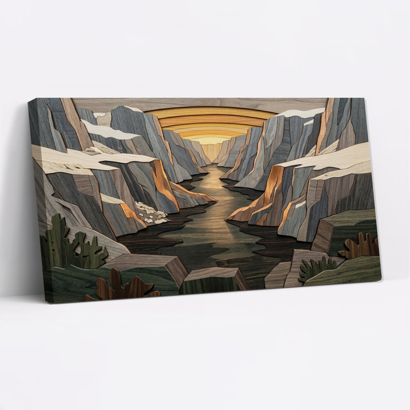 «Layered Wood Canyon River», art mural sur toile, L 40 po x H 20 po