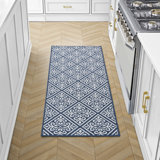 Austell Machine Woven Synthetic Geometric Area Rug in Blue/White
