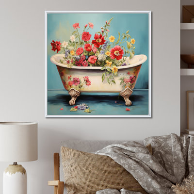«Bathaign with Blossoming Red and Yellow Tulips I», reproduction sur toile