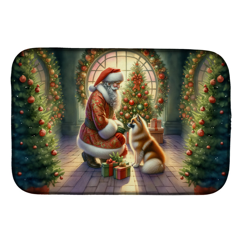 Tapis de vaisselle Finnish Spitz and Santa Claus
