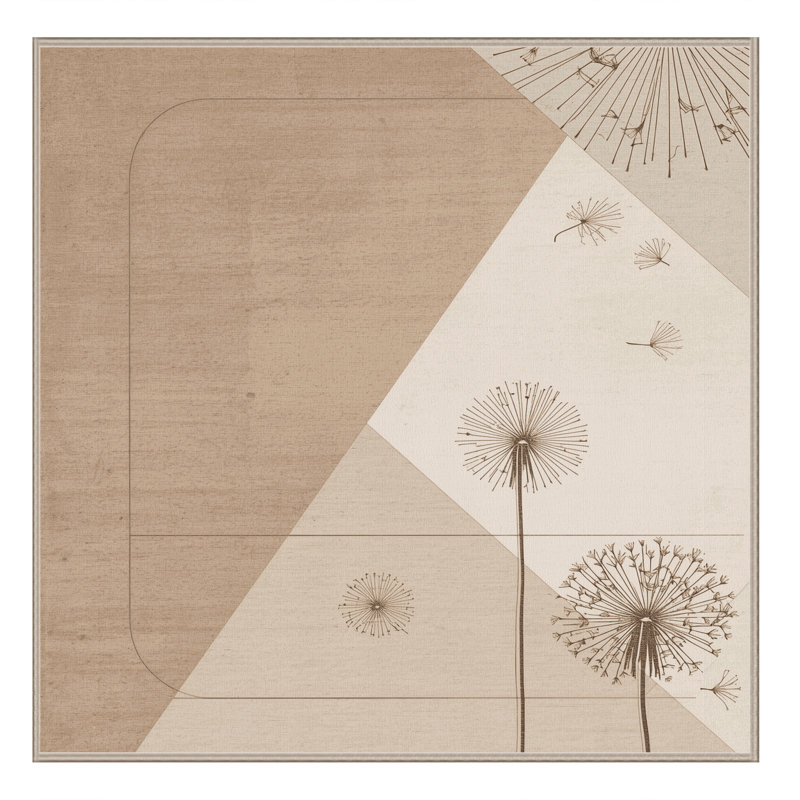 Tapis brun pâle et beige lavable à la machine Ortmund Dandelion, Carré 6 pi