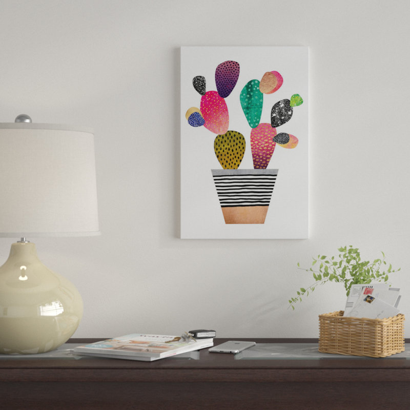 « happy cactus », impression sur toile tendue, H 12 po x l 8 po x P 0,75 po, Toile tendue, Pas de tapis