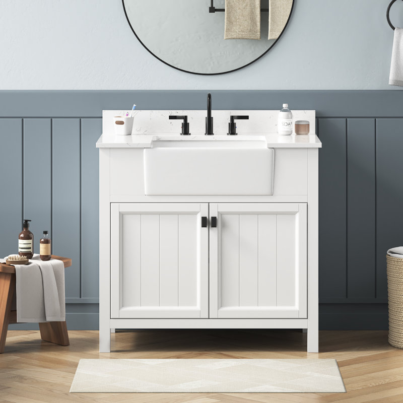 Adria 36'' Freestanding Single Bathroom Vanity with Engineered Stone Top