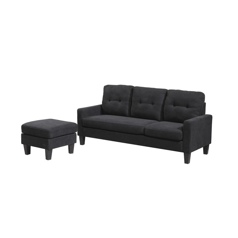 Odelin 3 Seater Fabric Corner Sofa , Black
