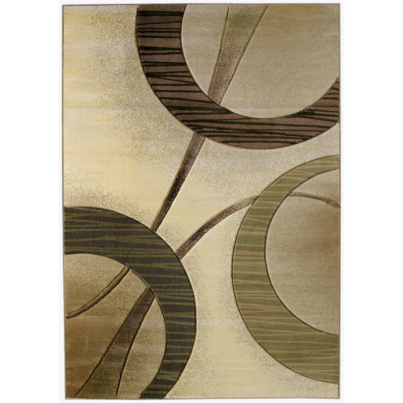 Tapis de zone beige/brun abstrait Carletta, Rectangle 1 pi 10 po x 3 pi
